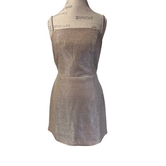 Lulus 'Earned Your Win' Metallic Lace Cocktail Dress Size L New - Picture 4 of 12